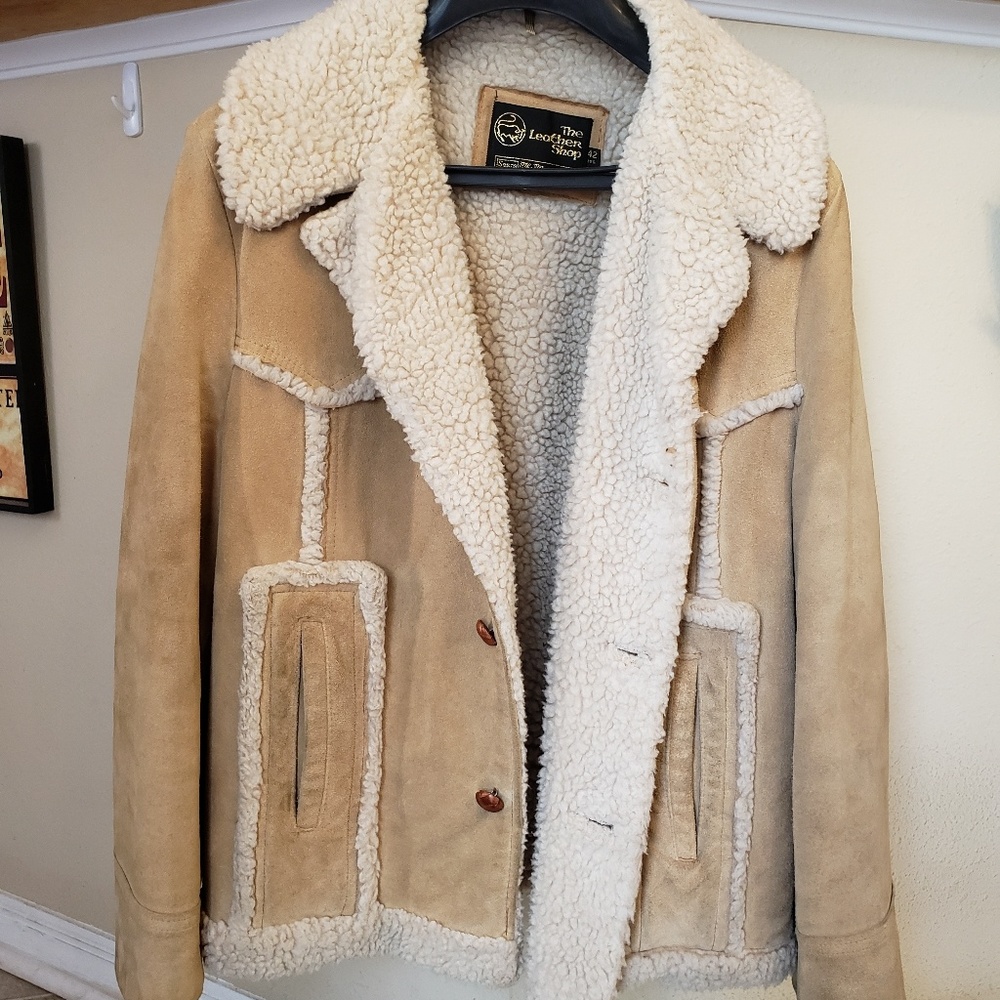 Vintage Suede Leather Sherpa-lined Jacket